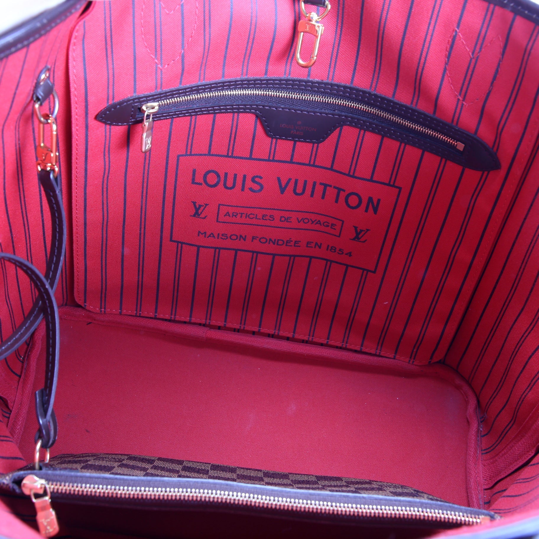 Neverfull With Wallet MM Damier Ebene Red