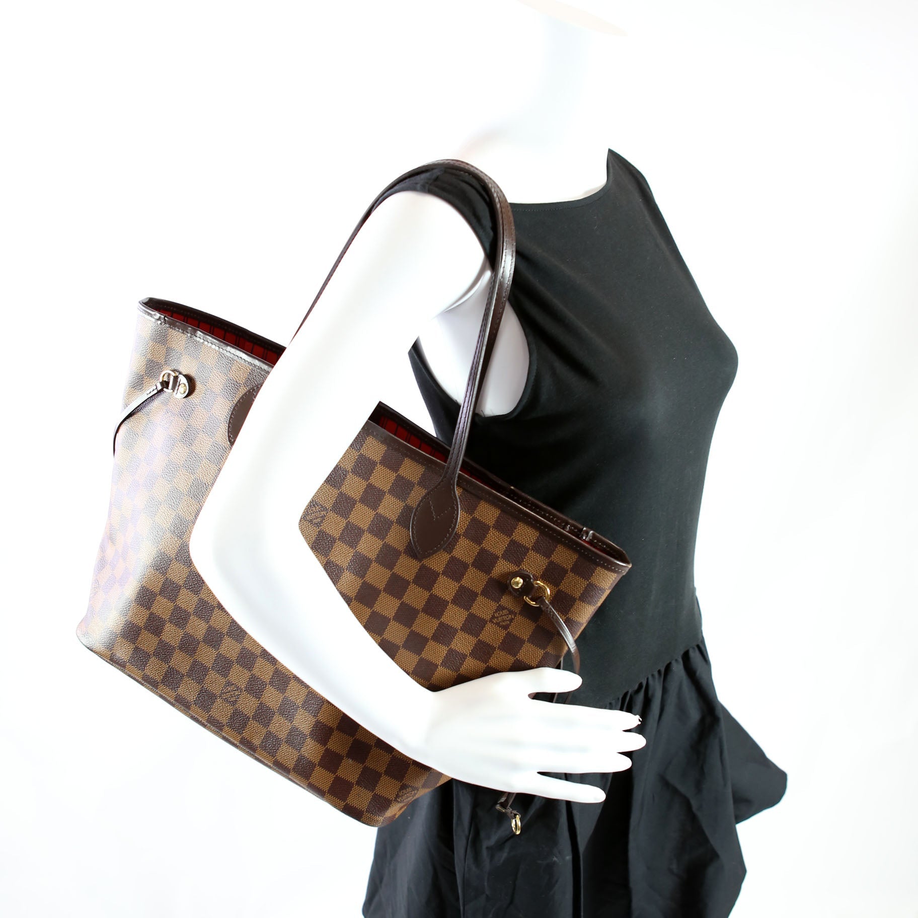 Neverfull With Wallet MM Damier Ebene Red