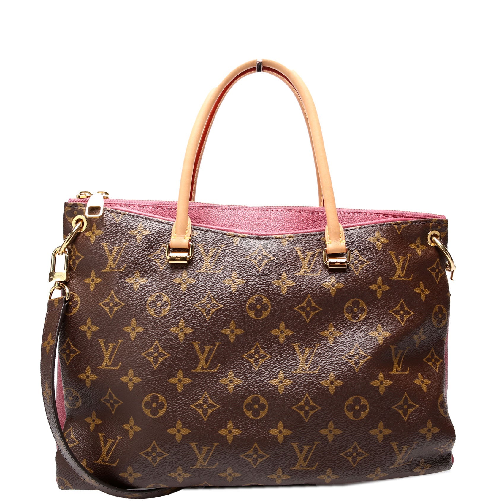 Pallas Tote Monogram Leather Side Berry