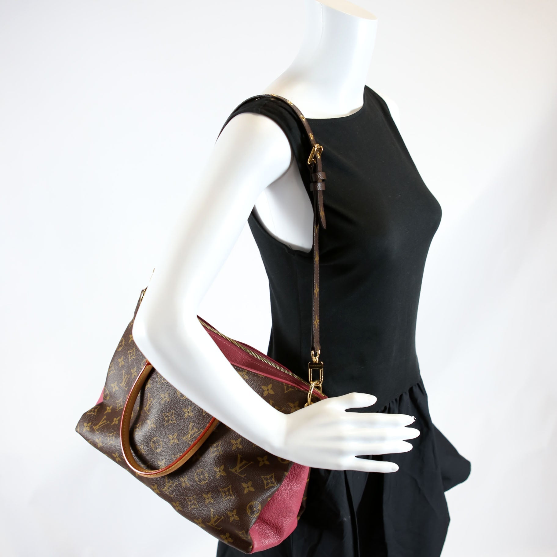 Pallas Tote Monogram Leather Side Berry