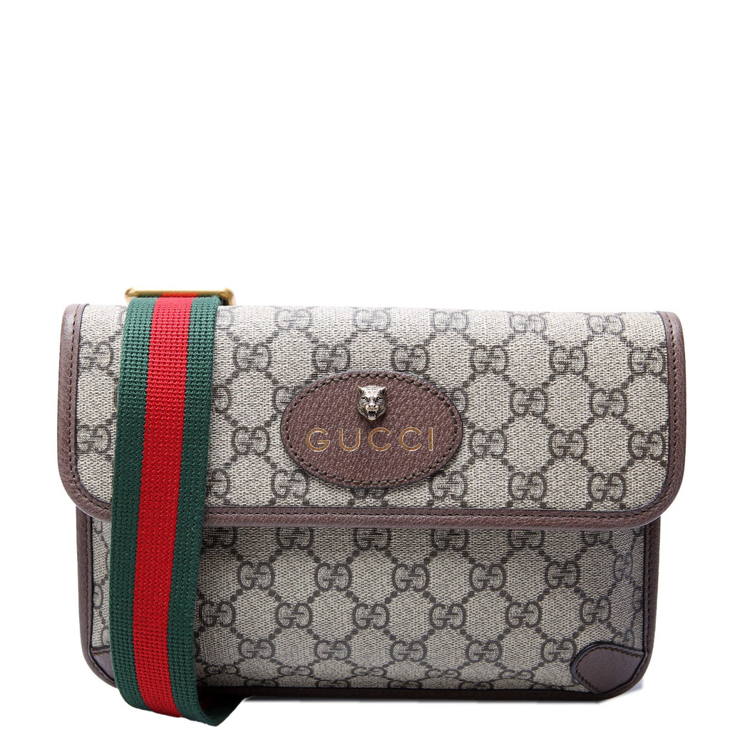 Gucci 493930 GG Supreme Neo Web Belt Brown