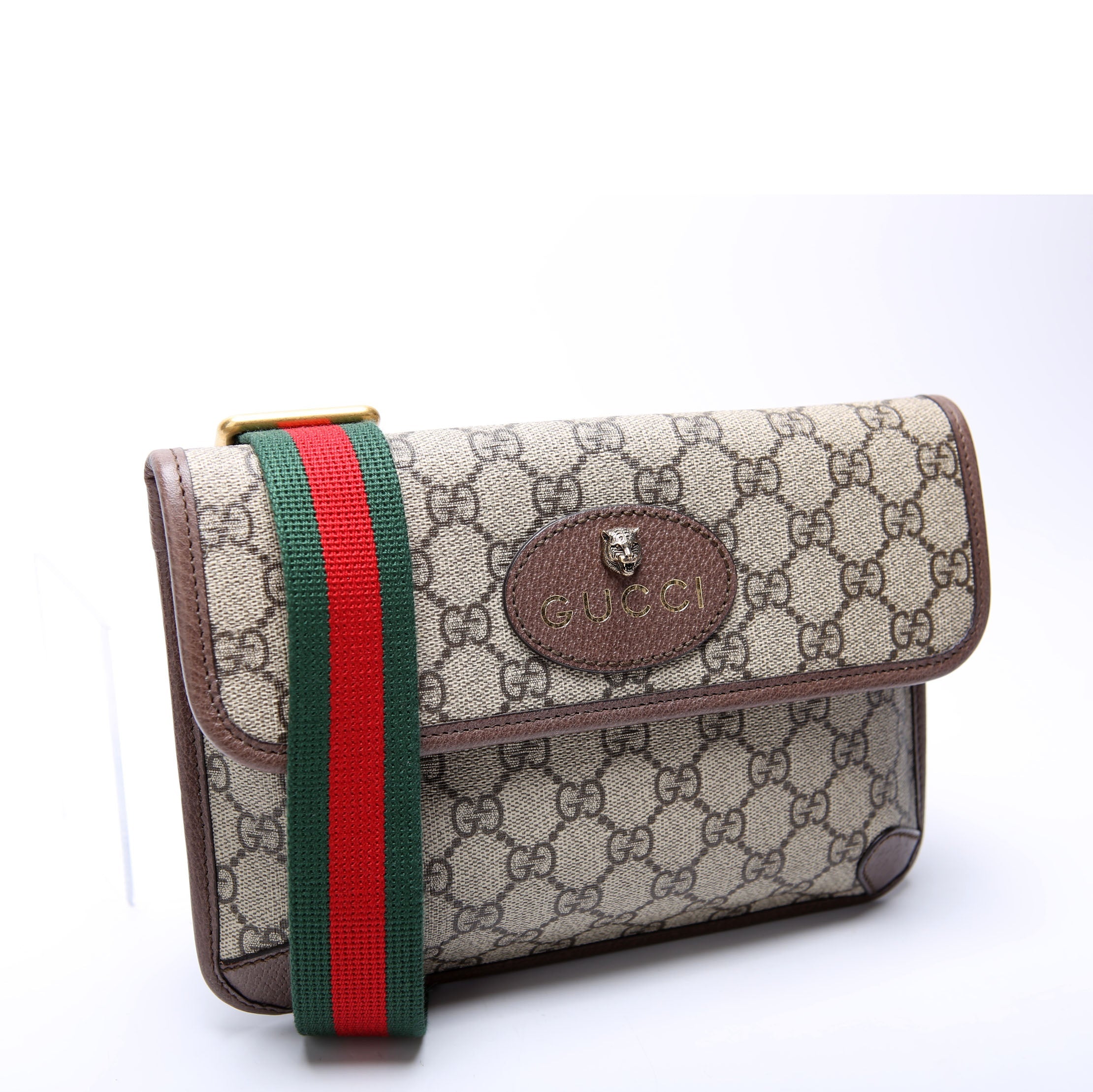 Gucci 493930 GG Supreme Neo Web Belt Brown