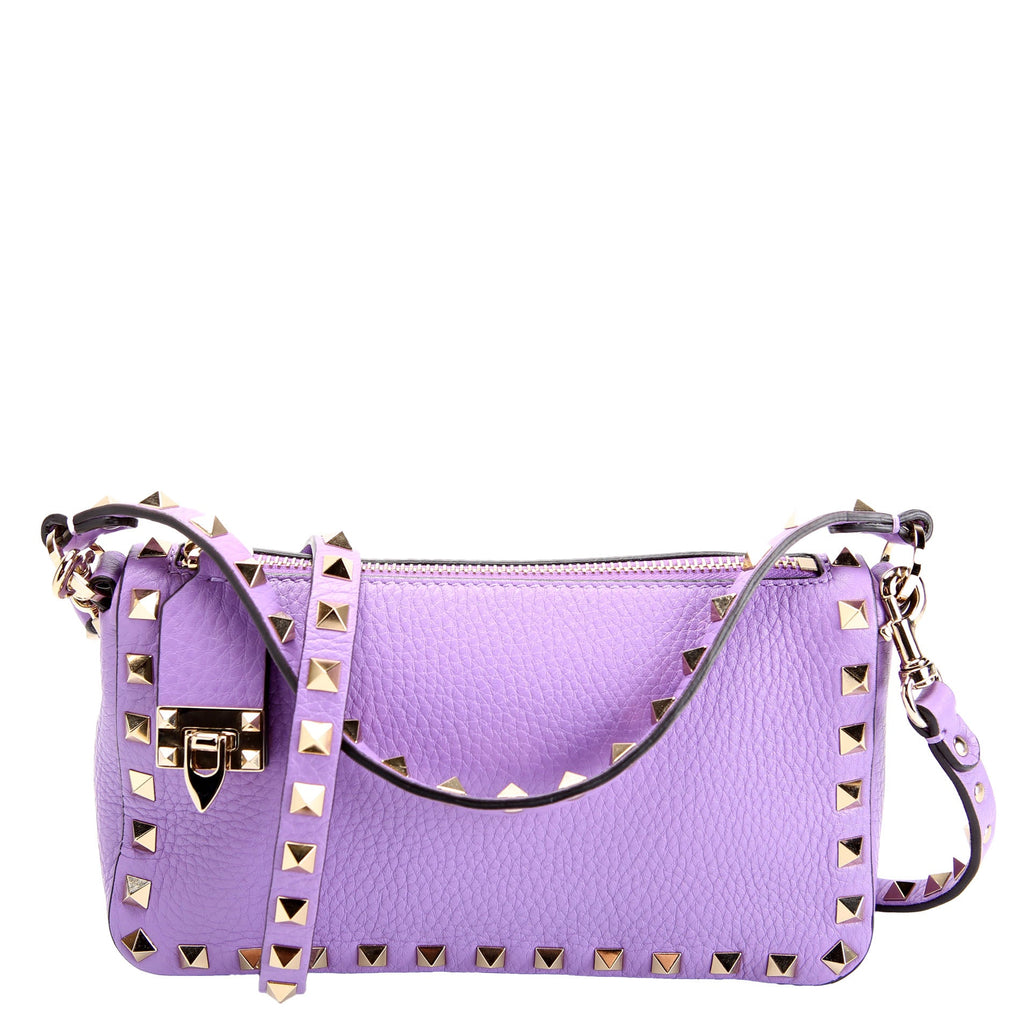 Rockstud Selleria Flip Lock Shoulder Bag Purple