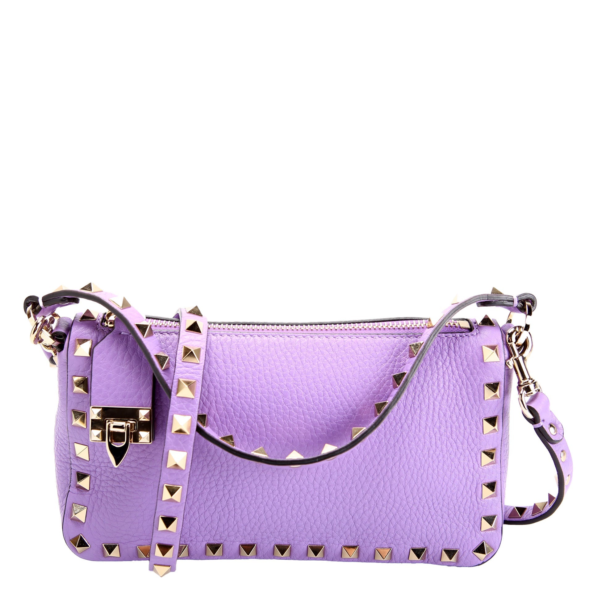 Rockstud Selleria Flip Lock Shoulder Bag Purple