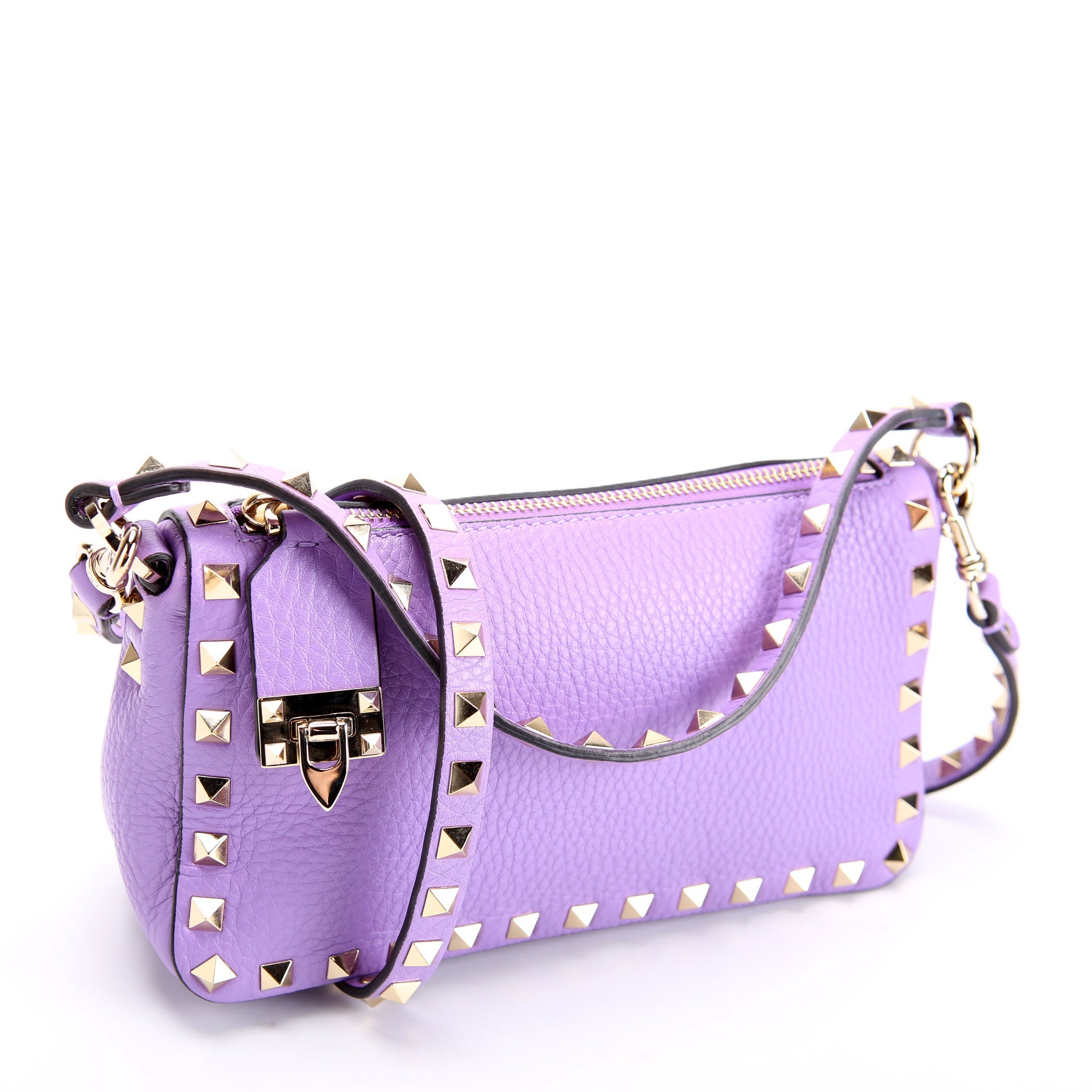 Rockstud Selleria Flip Lock Shoulder Bag Purple