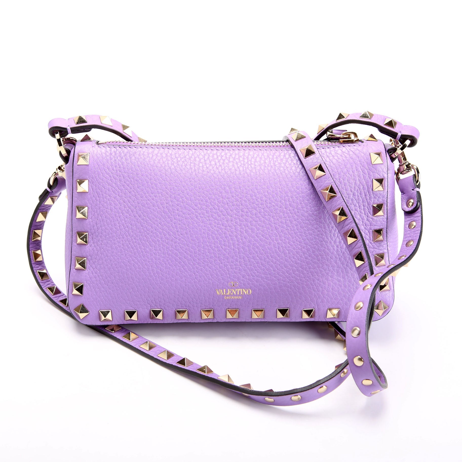 Rockstud Selleria Flip Lock Shoulder Bag Purple