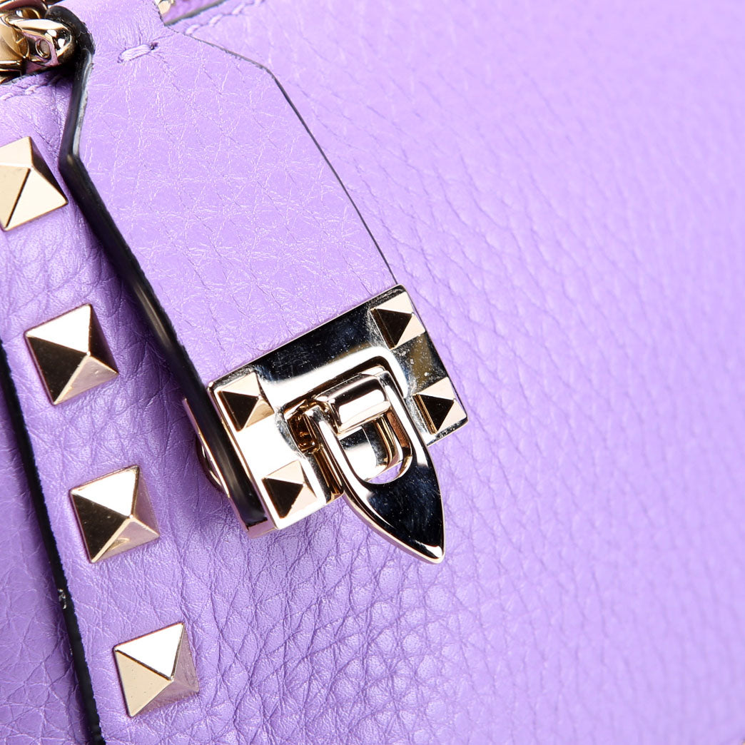 Rockstud Selleria Flip Lock Shoulder Bag Purple