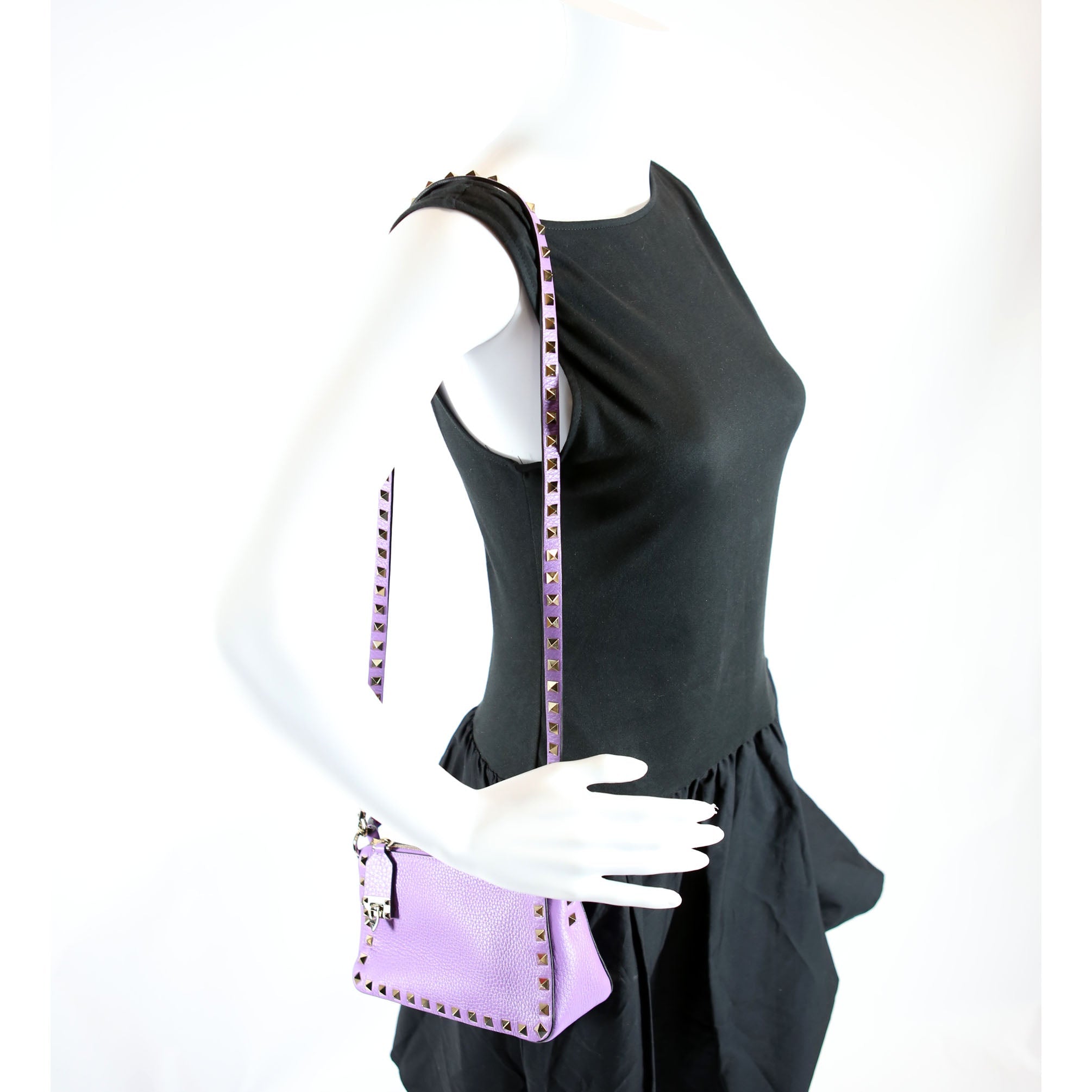 Rockstud Selleria Flip Lock Shoulder Bag Purple