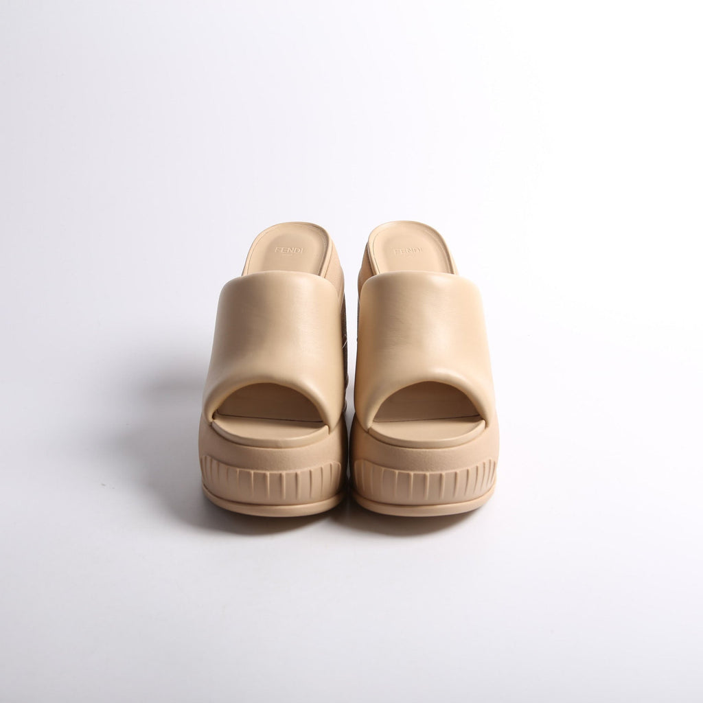 Padded Leather Platform Slides