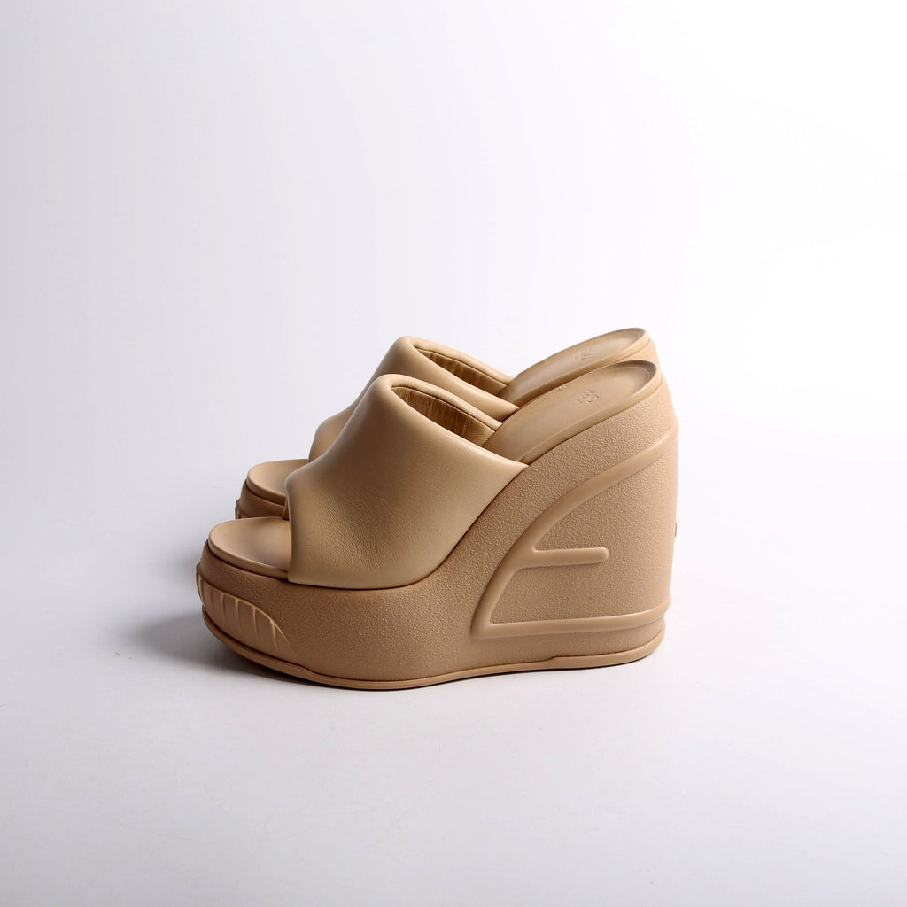 Padded Leather Platform Slides