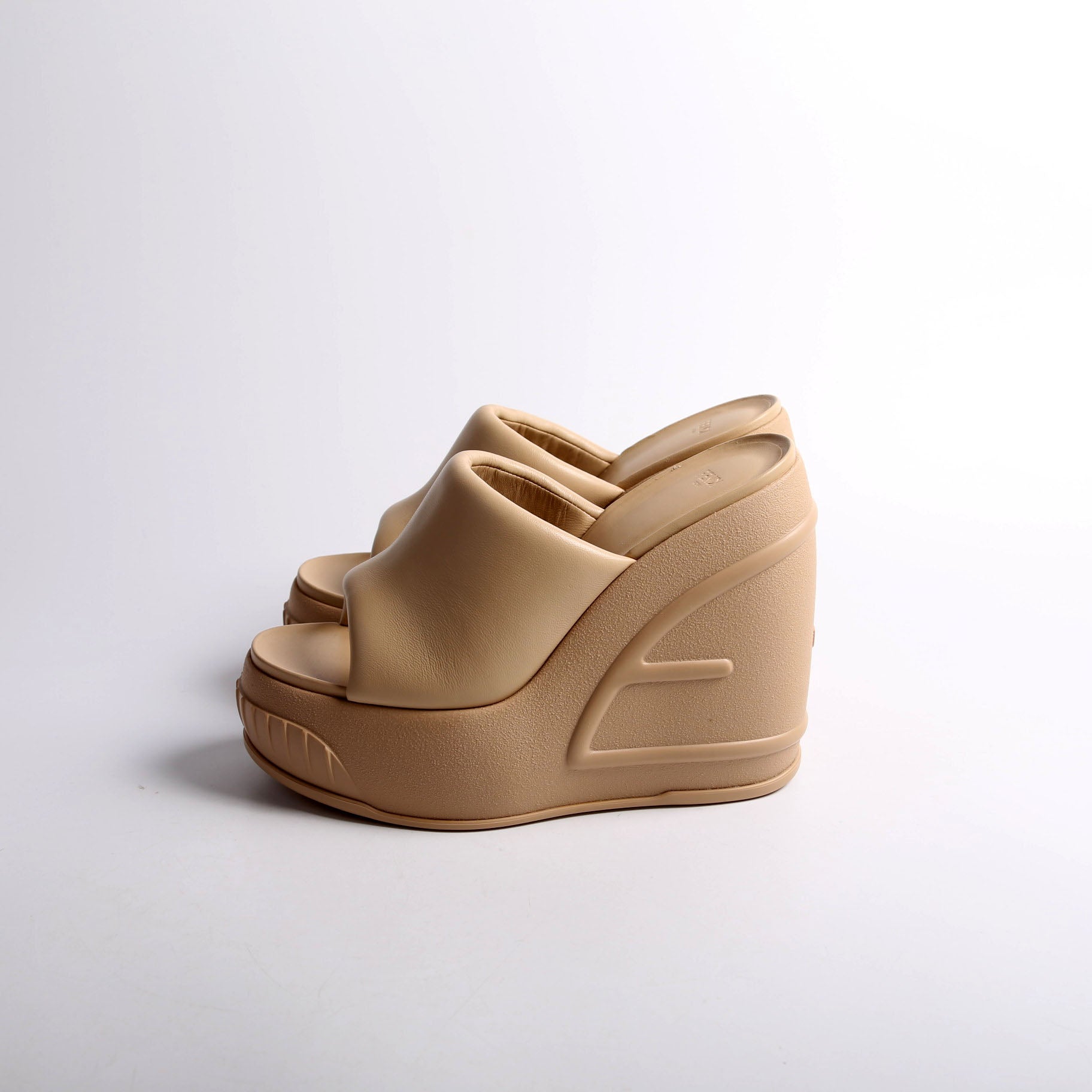 Padded Leather Platform Slides