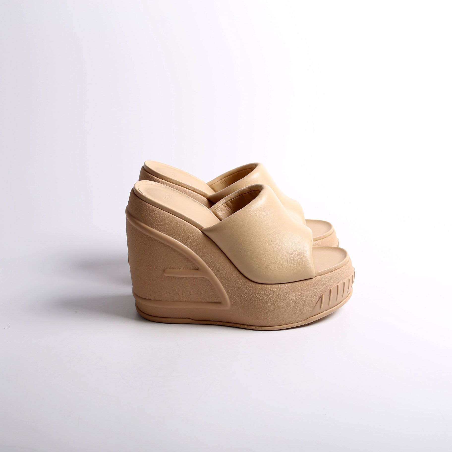 Padded Leather Platform Slides