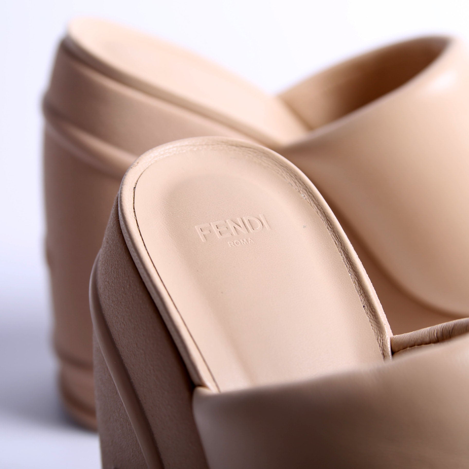Padded Leather Platform Slides