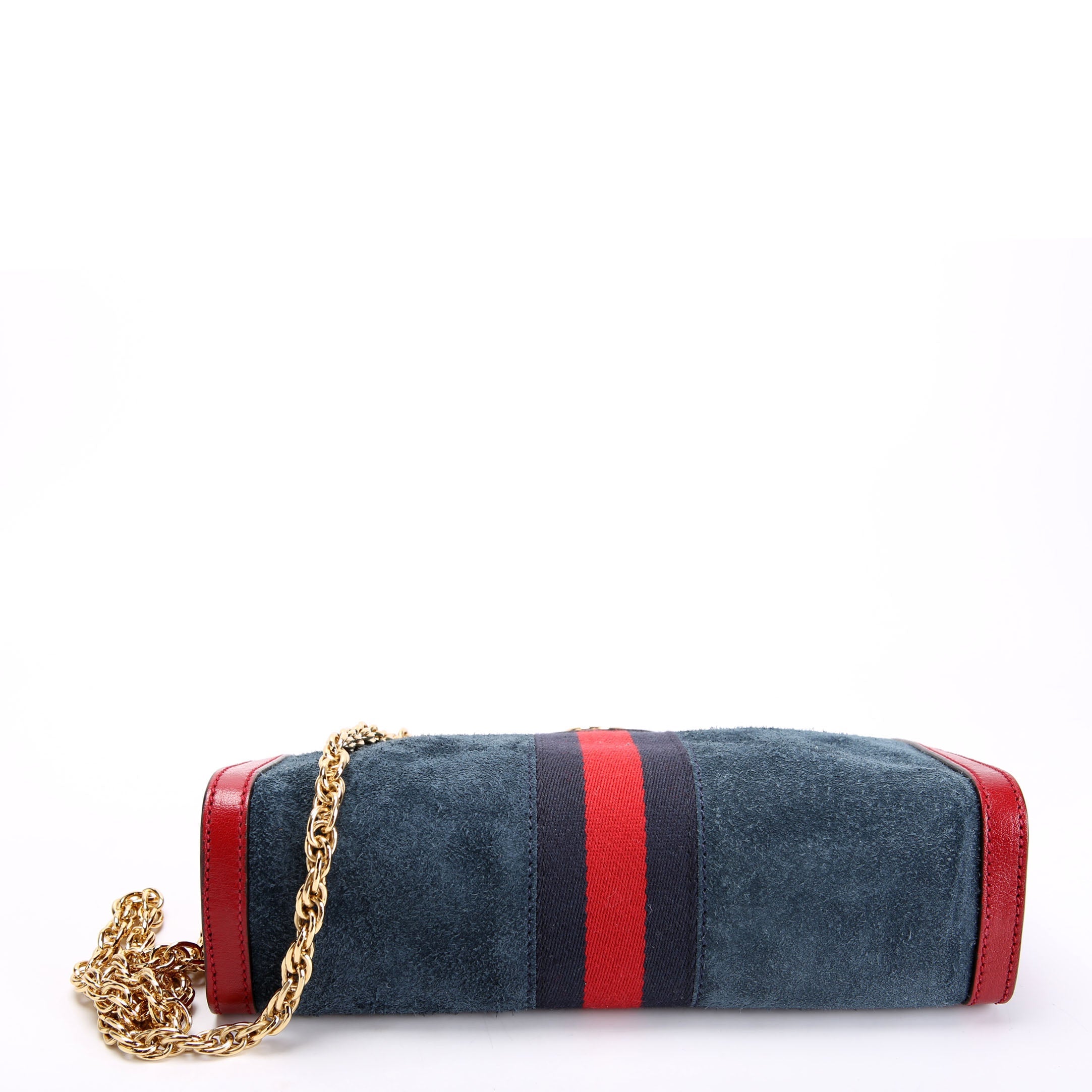 503877 Ophidia Suede Shoulder Small Navy/Red