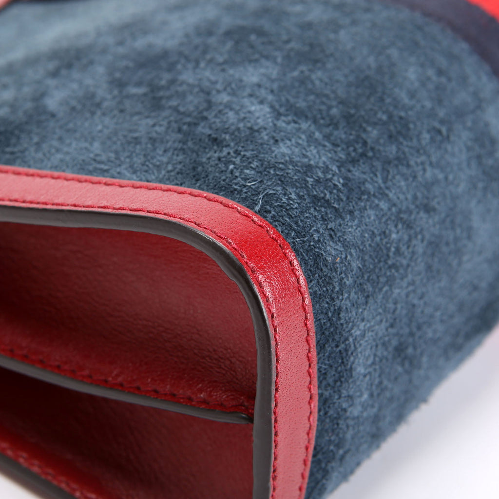 503877 Ophidia Suede Shoulder Small Navy/Red