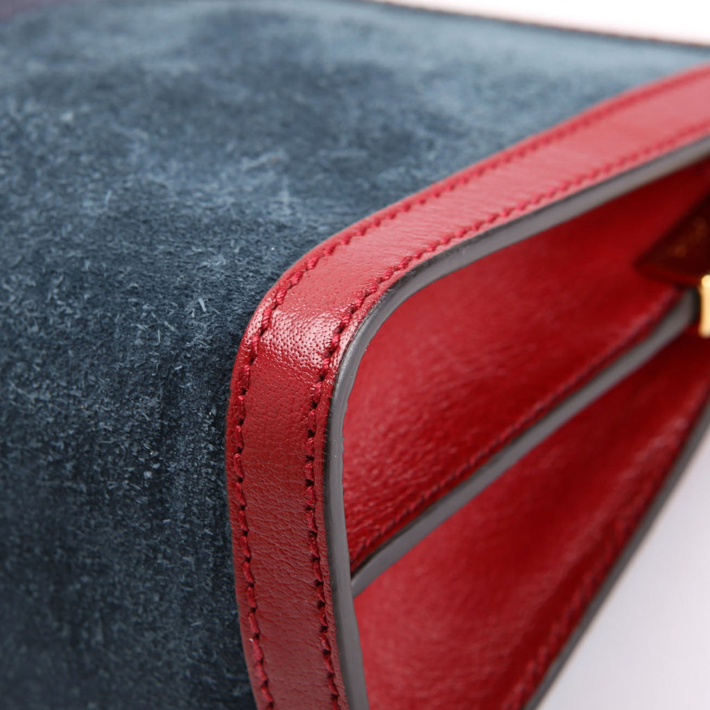 503877 Ophidia Suede Shoulder Small Navy/Red