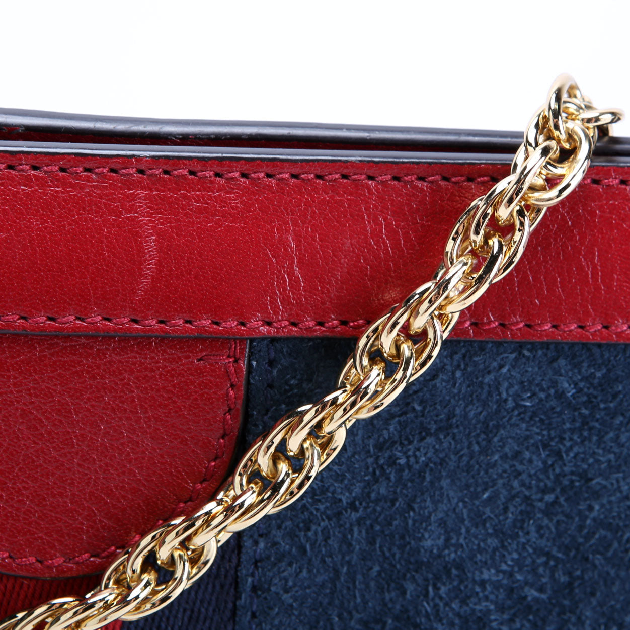 503877 Ophidia Suede Shoulder Small Navy/Red
