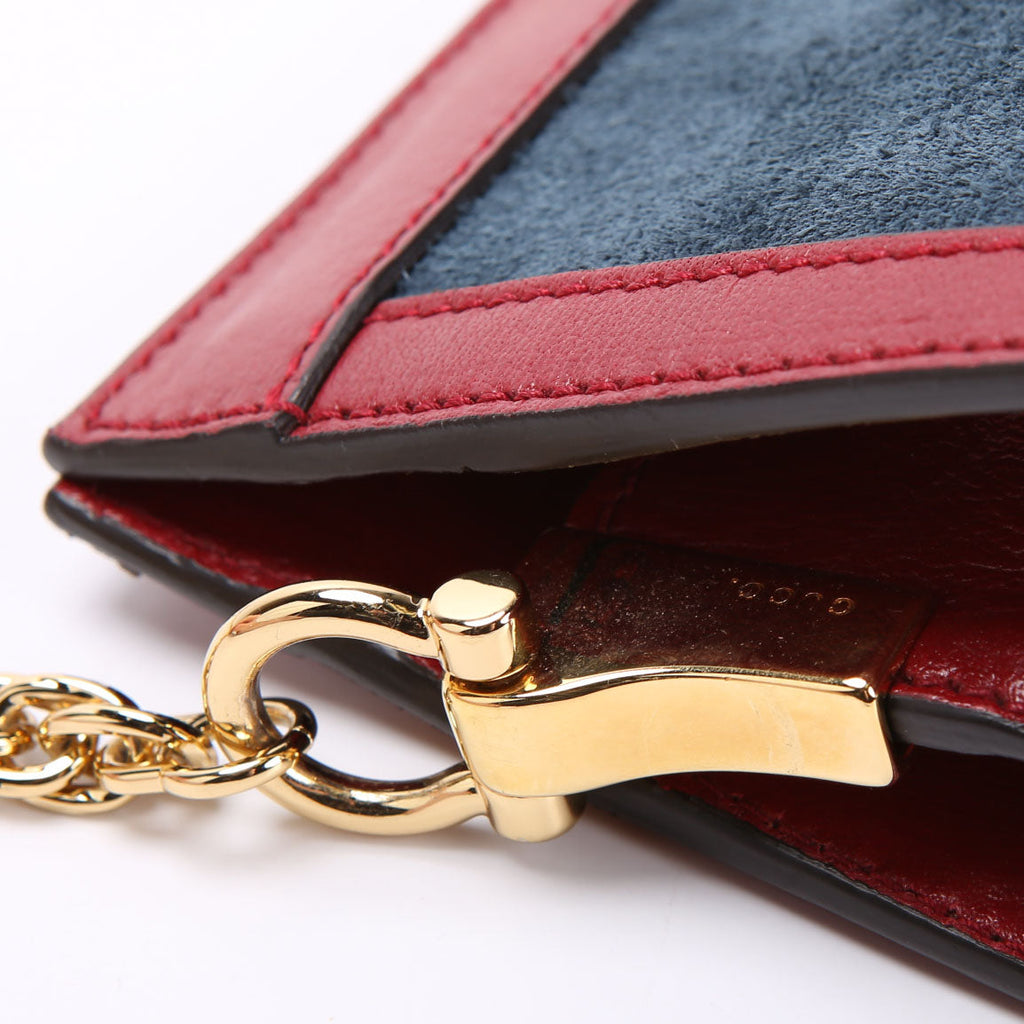 503877 Ophidia Suede Shoulder Small Navy/Red