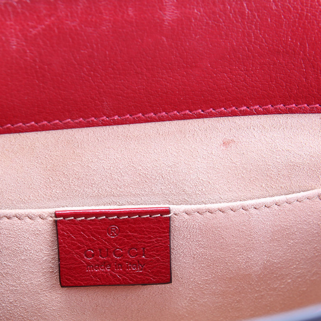 503877 Ophidia Suede Shoulder Small Navy/Red