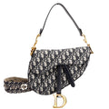 Saddle Bag With Strap Oblique Navy/Beige
