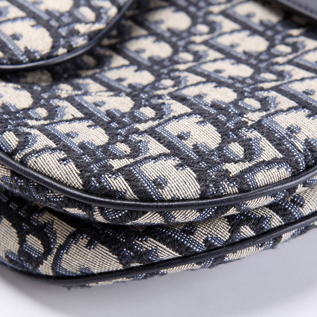 Saddle Bag With Strap Oblique Navy/Beige