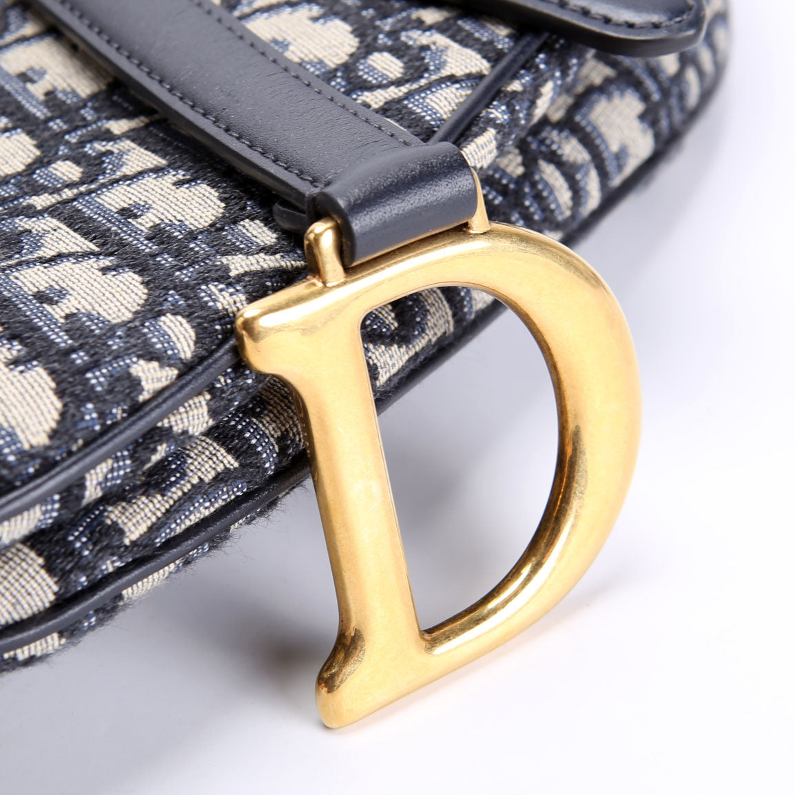 Saddle Bag With Strap Oblique Navy/Beige