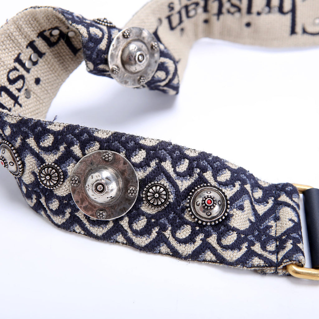 Saddle Bag With Strap Oblique Navy/Beige