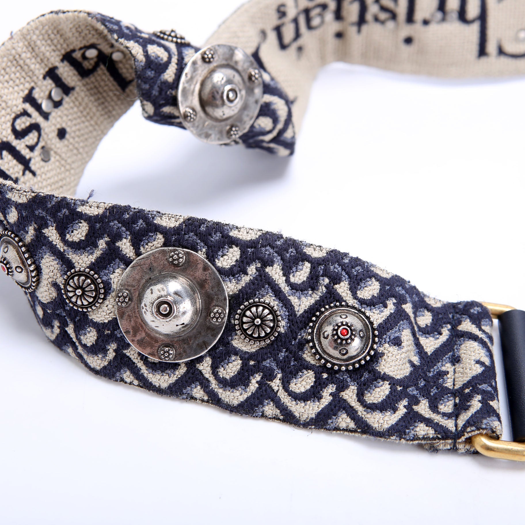 Saddle Bag With Strap Oblique Navy/Beige