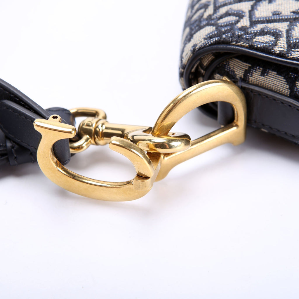 Saddle Bag With Strap Oblique Navy/Beige
