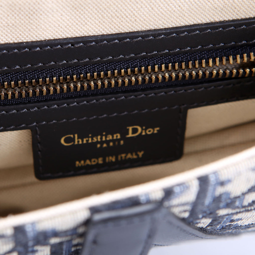 Saddle Bag With Strap Oblique Navy/Beige
