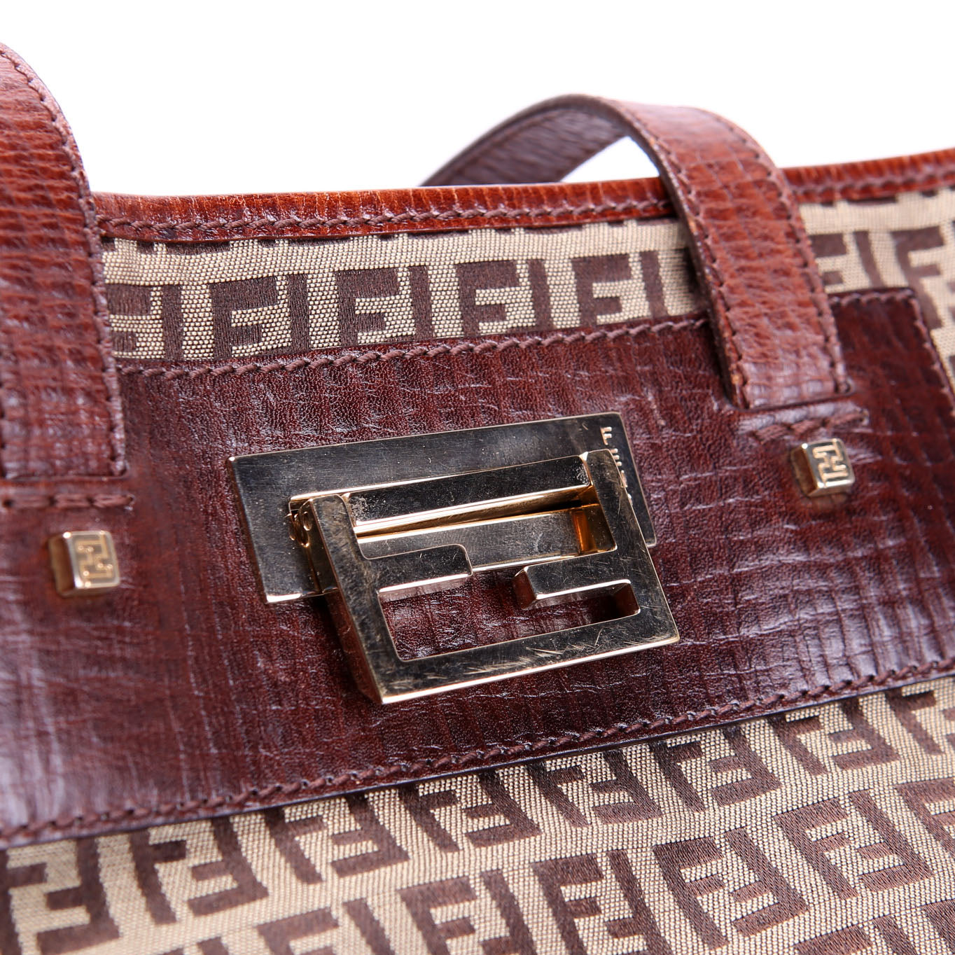 8BH174 Zucchino Fabric Tote Vintage Brown