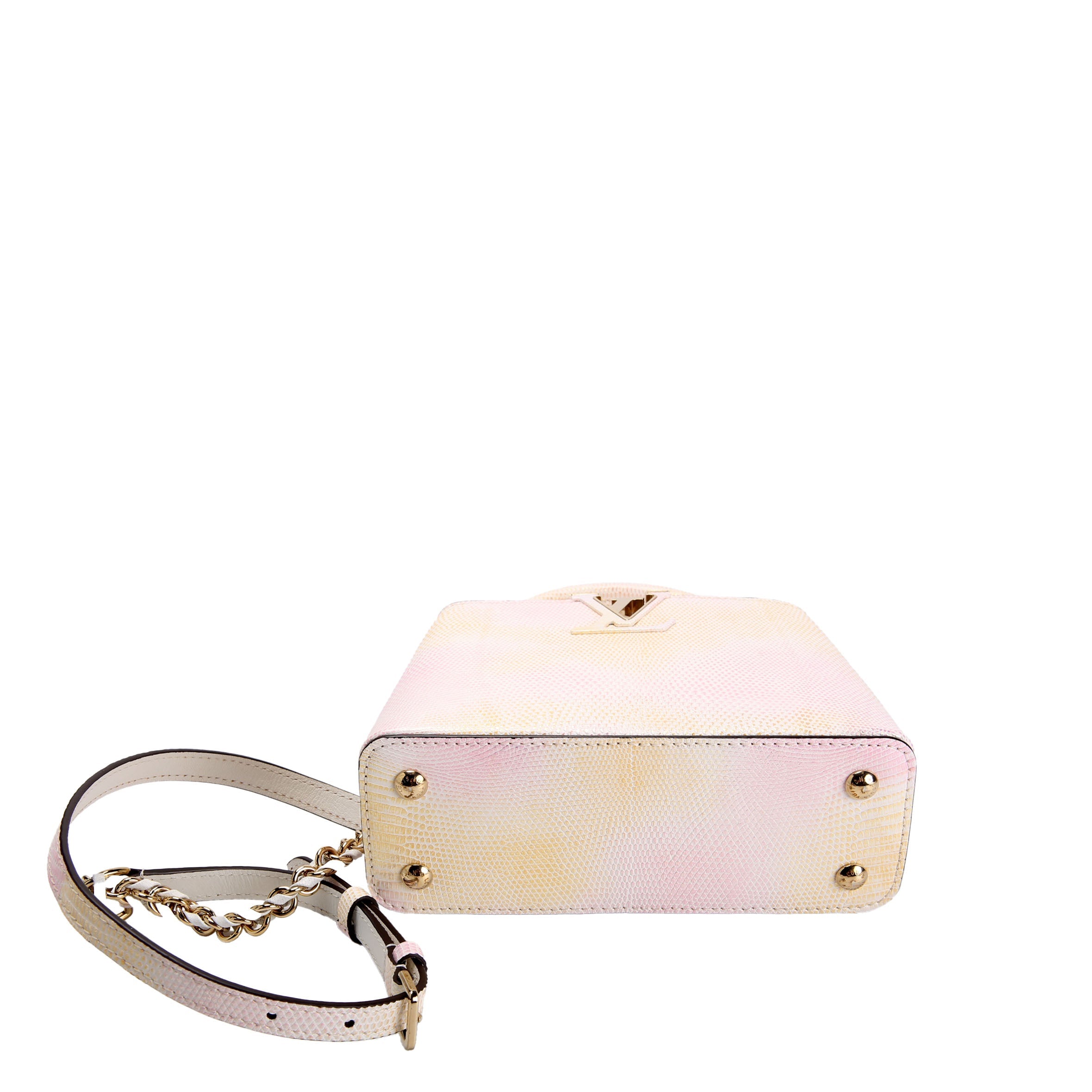 Capucines Mini Metallic Lizard Pink