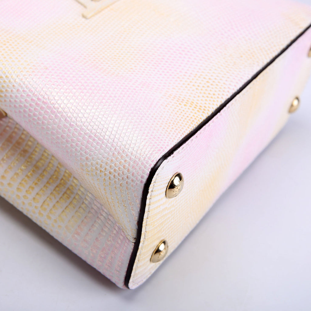 Capucines Mini Metallic Lizard Pink