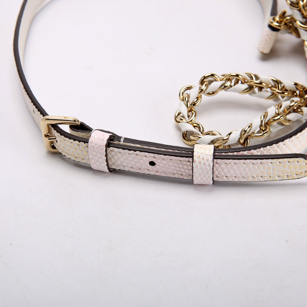 Capucines Mini Metallic Lizard Pink