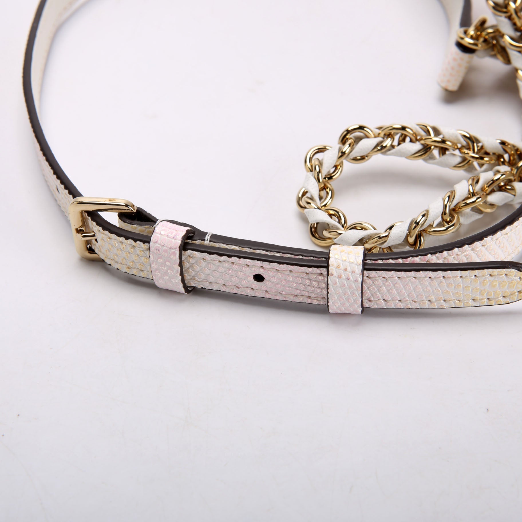 Capucines Mini Metallic Lizard Pink