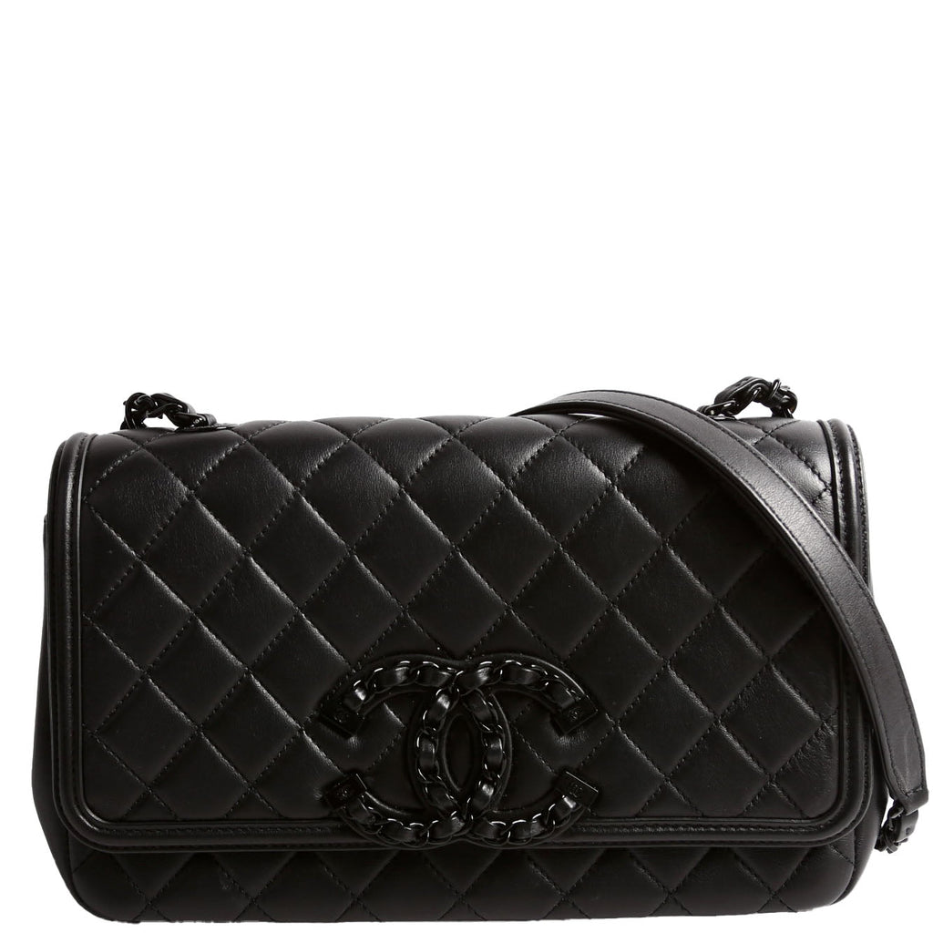 CC Filigree Flap Bag Medium Lambskin 30M Black