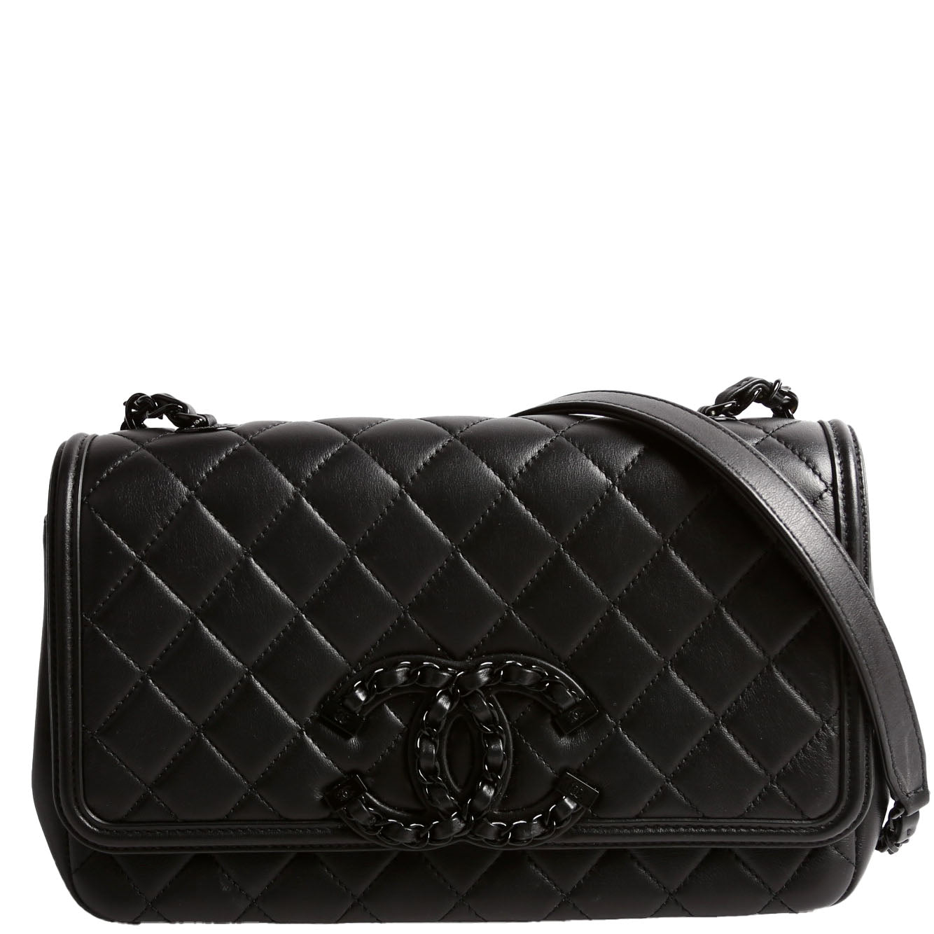 CC Filigree Flap Bag Medium Lambskin 30M Black