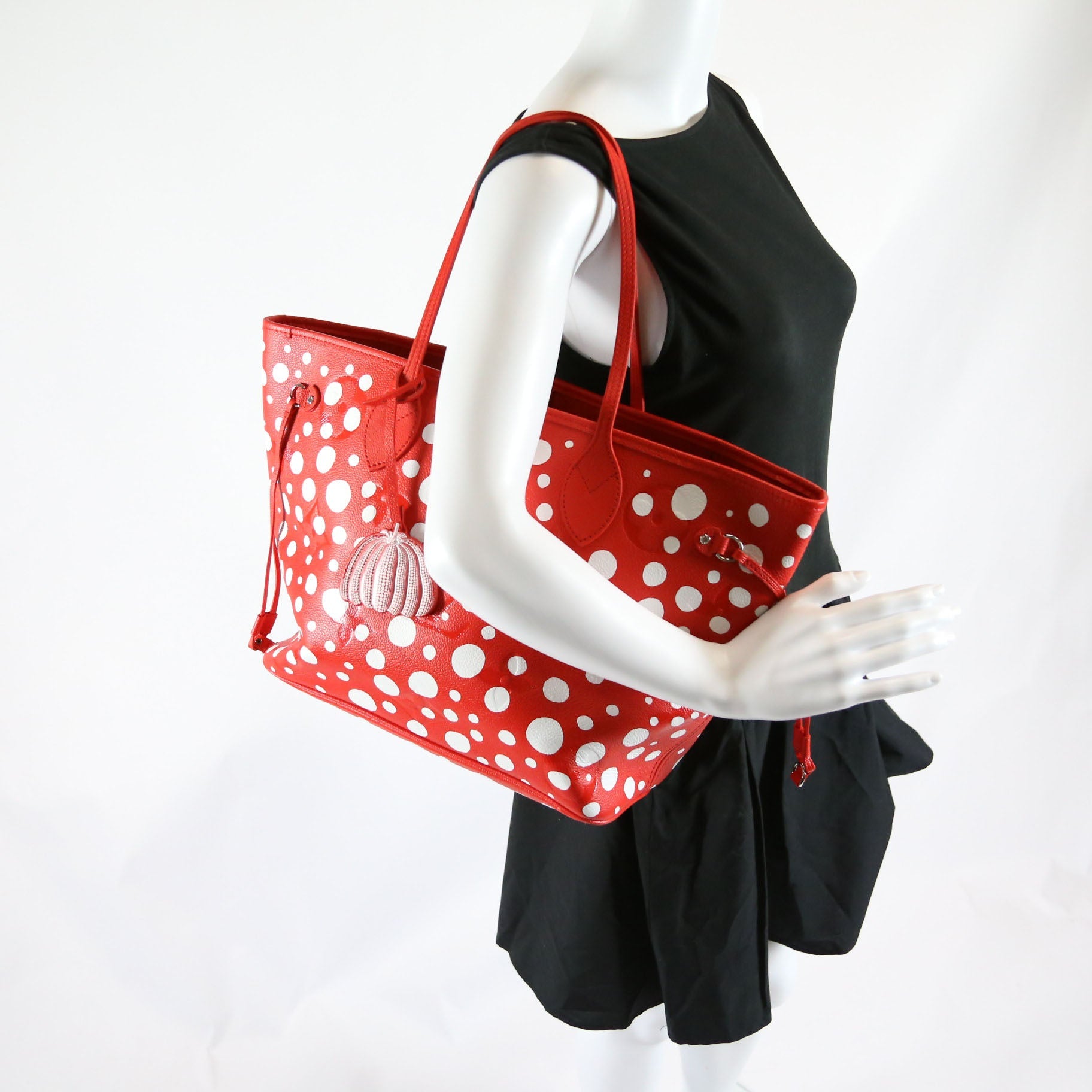 LV x YK Infinity Dots Neverfull with Wallet MM Empreinte Red and White