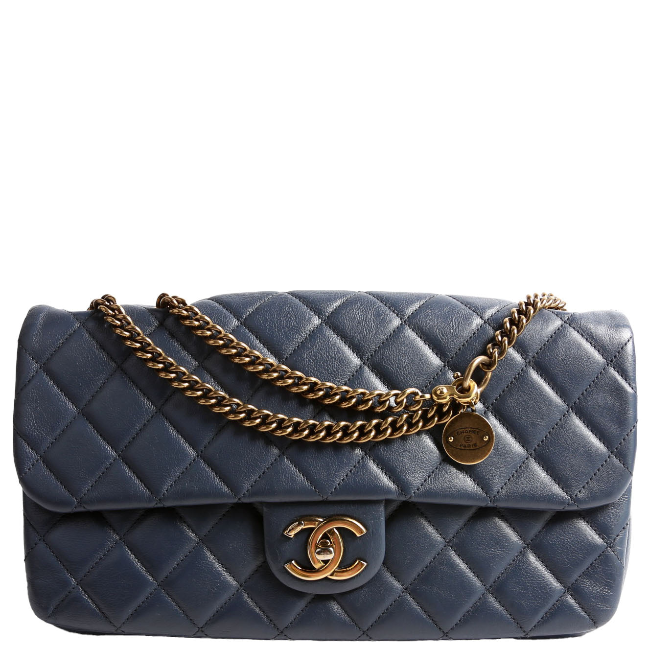 CC Crown Flap Bag Lambskin 18M Navy
