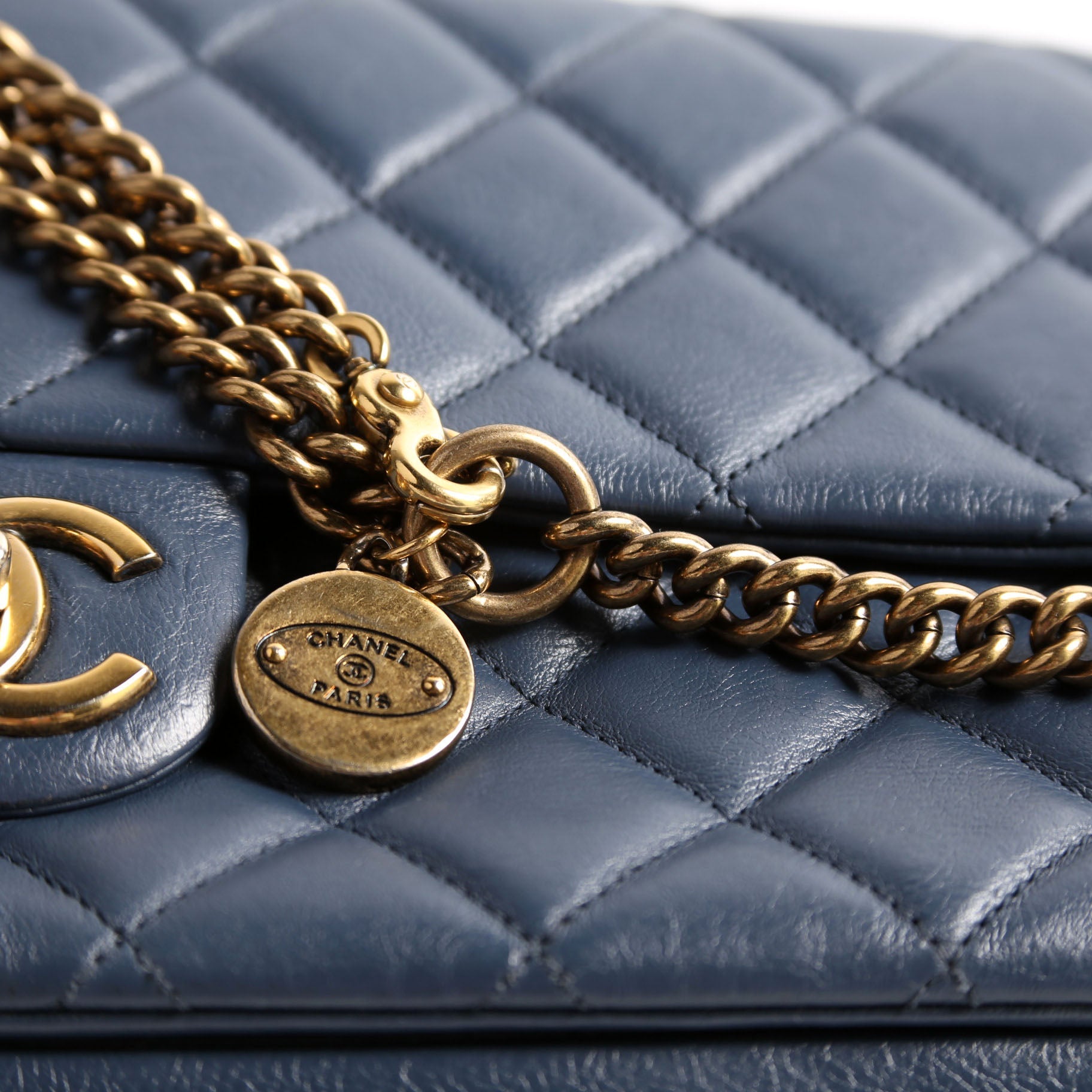 CC Crown Flap Bag Lambskin 18M Navy