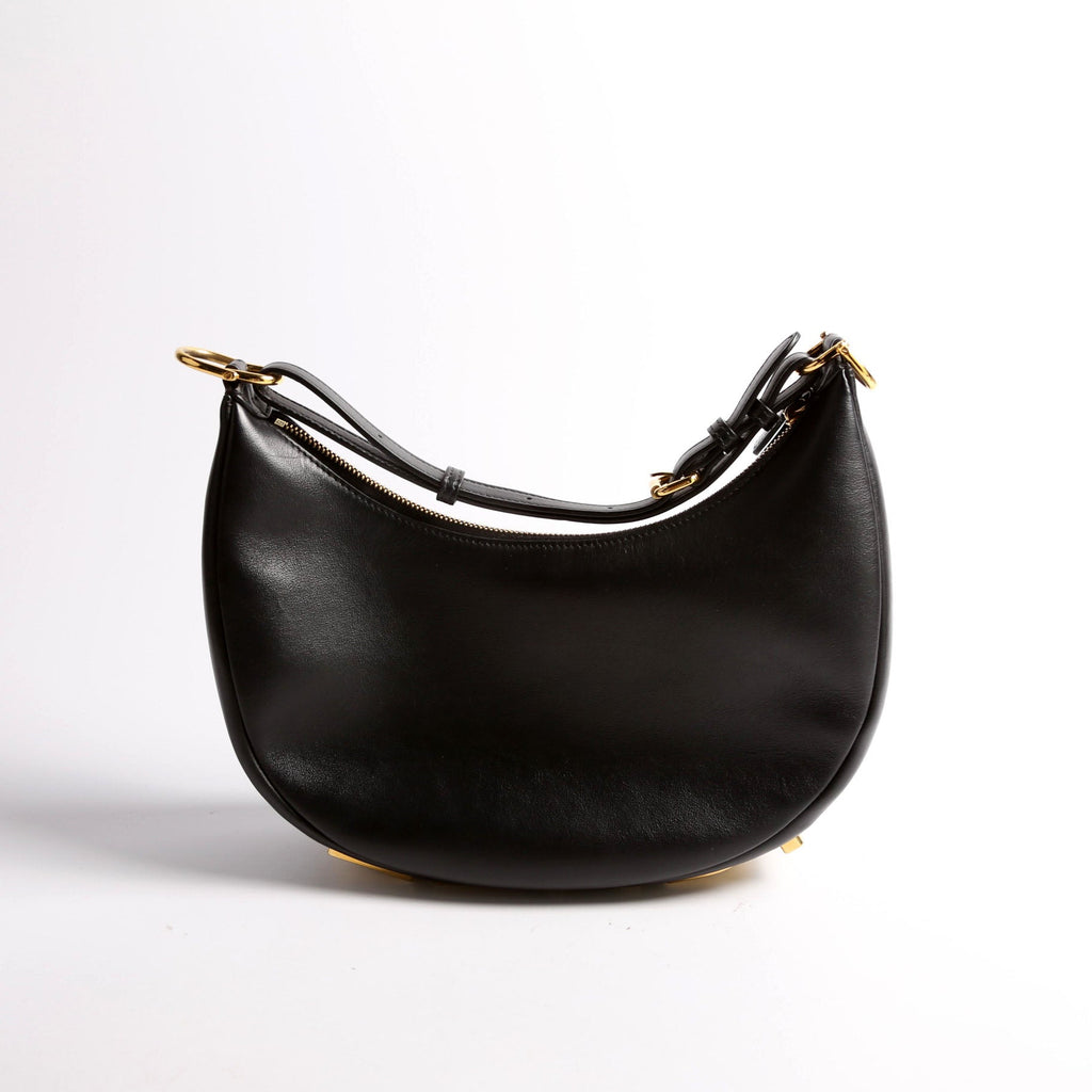 8BR798 Fendigraphy Small Leather Hobo Black