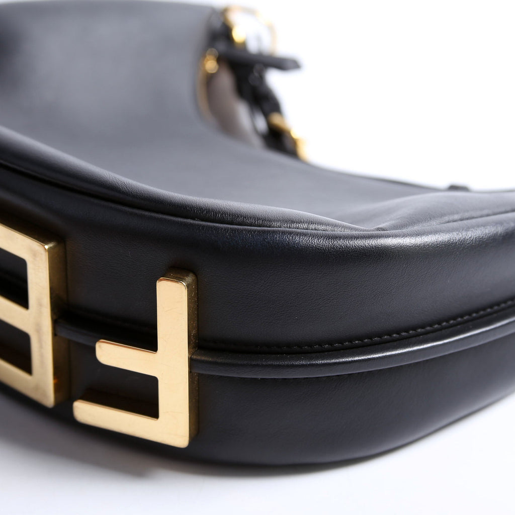 8BR798 Fendigraphy Small Leather Hobo Black