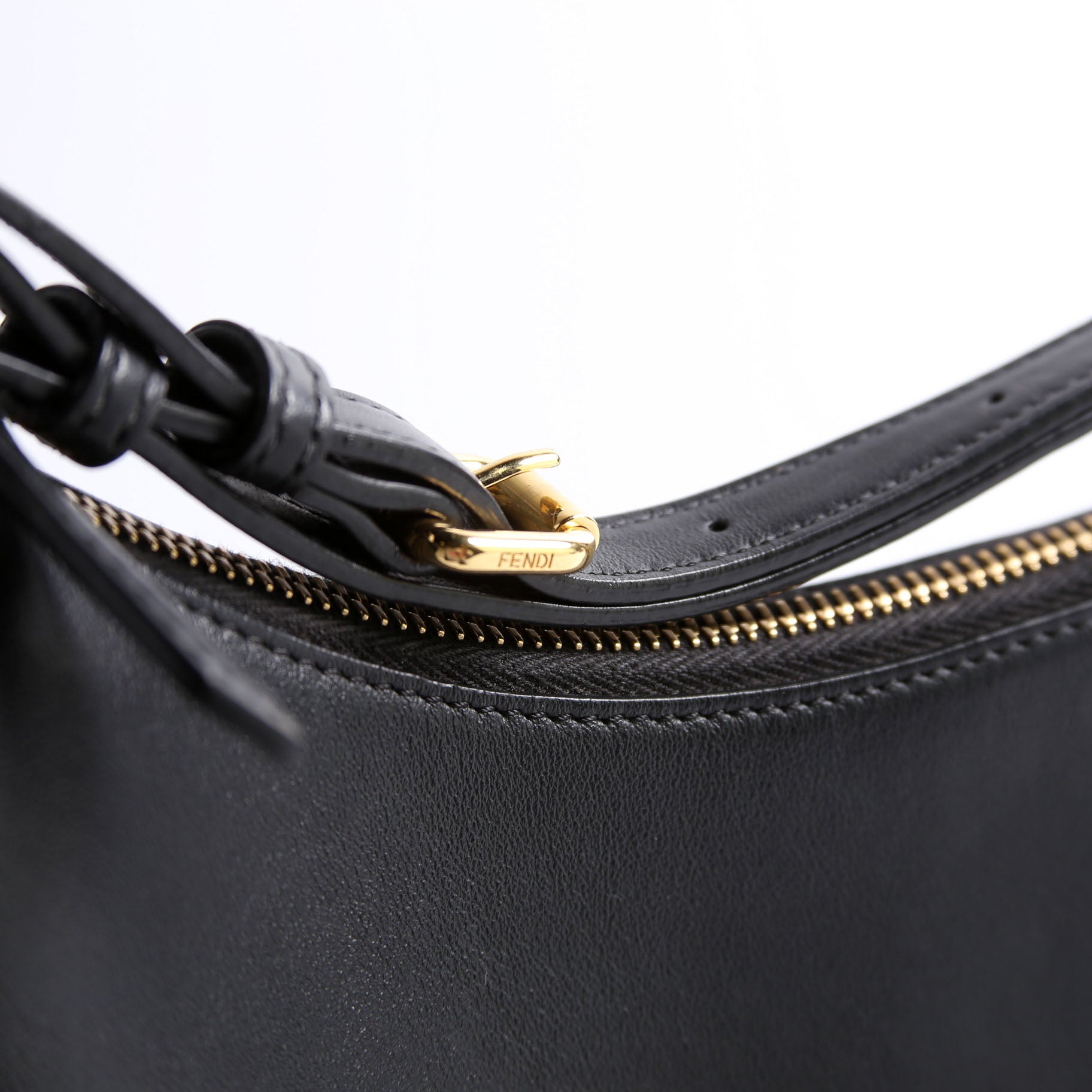 8BR798 Fendigraphy Small Leather Hobo Black