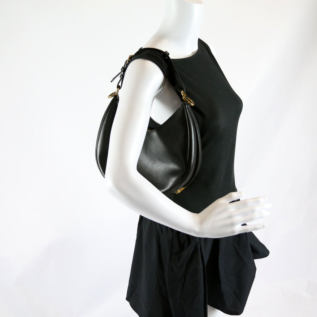 8BR798 Fendigraphy Small Leather Hobo Black
