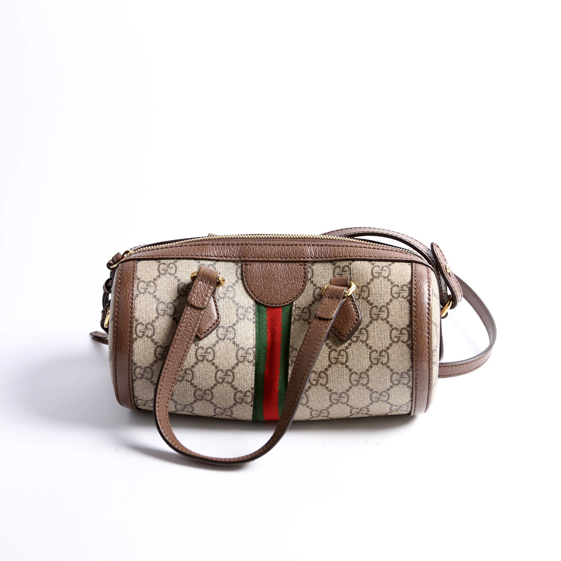 602577 Ophidia GG Boston Bag Small Brown
