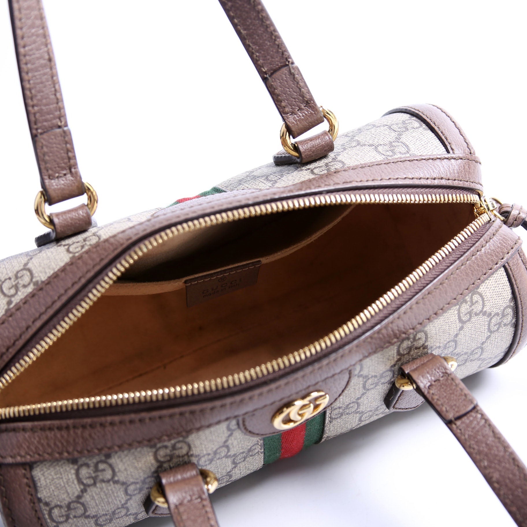 602577 Ophidia GG Boston Bag Small Brown