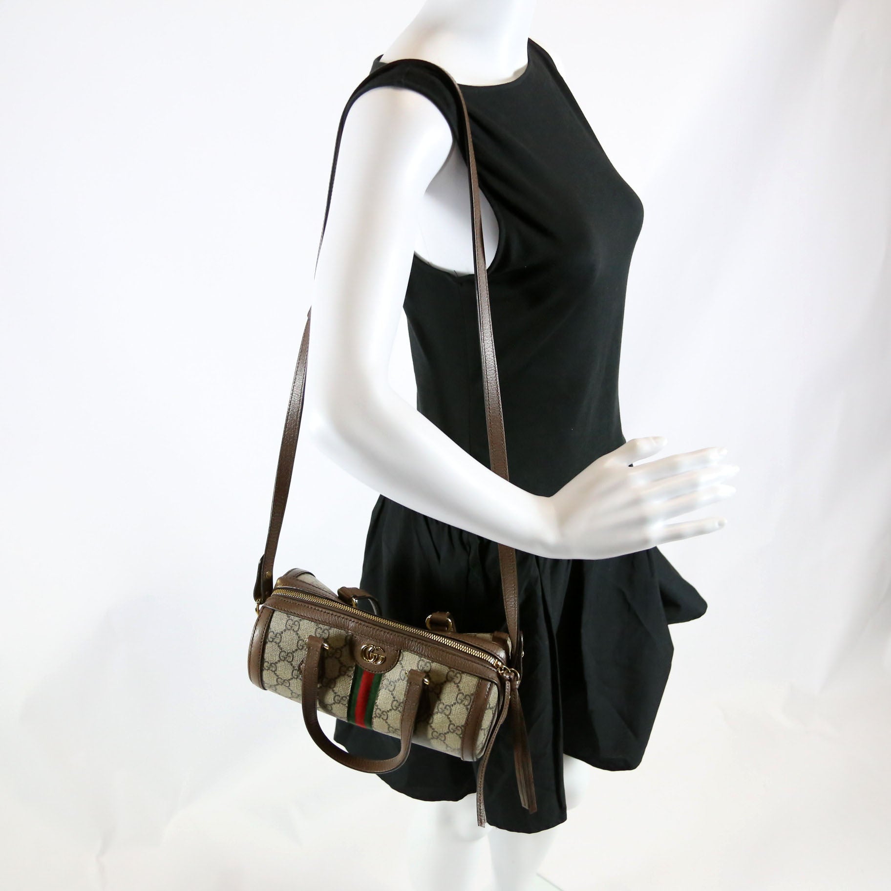 602577 Ophidia GG Boston Bag Small Brown