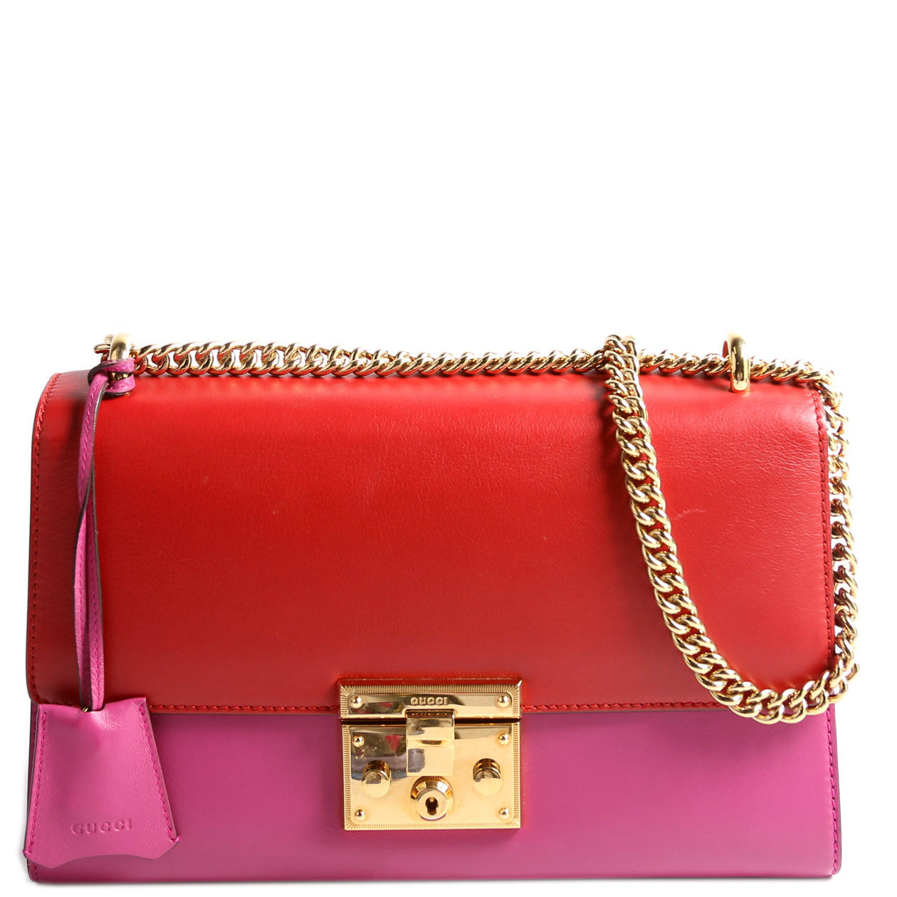 Gucci 409486 Padlock Calfskin Shoulder Medium Pink/Red