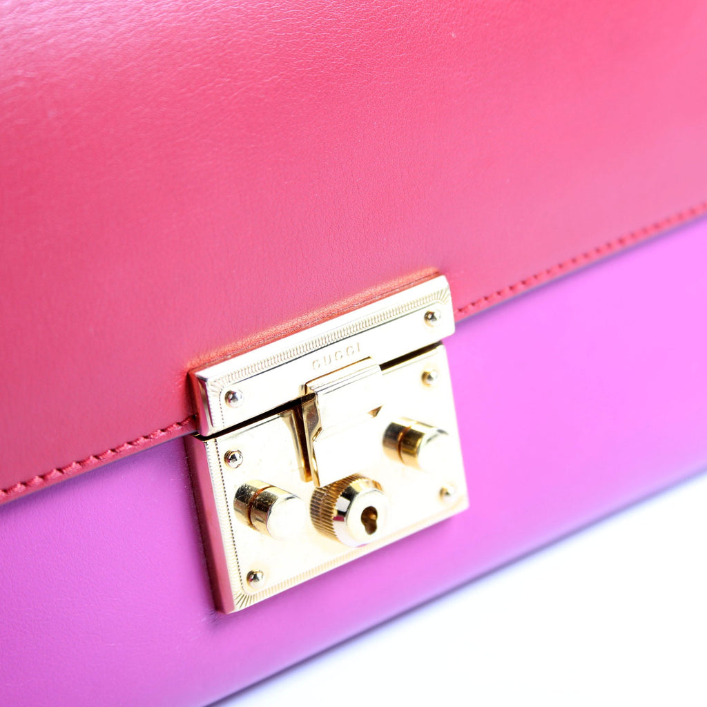 Gucci 409486 Padlock Calfskin Shoulder Medium Pink/Red