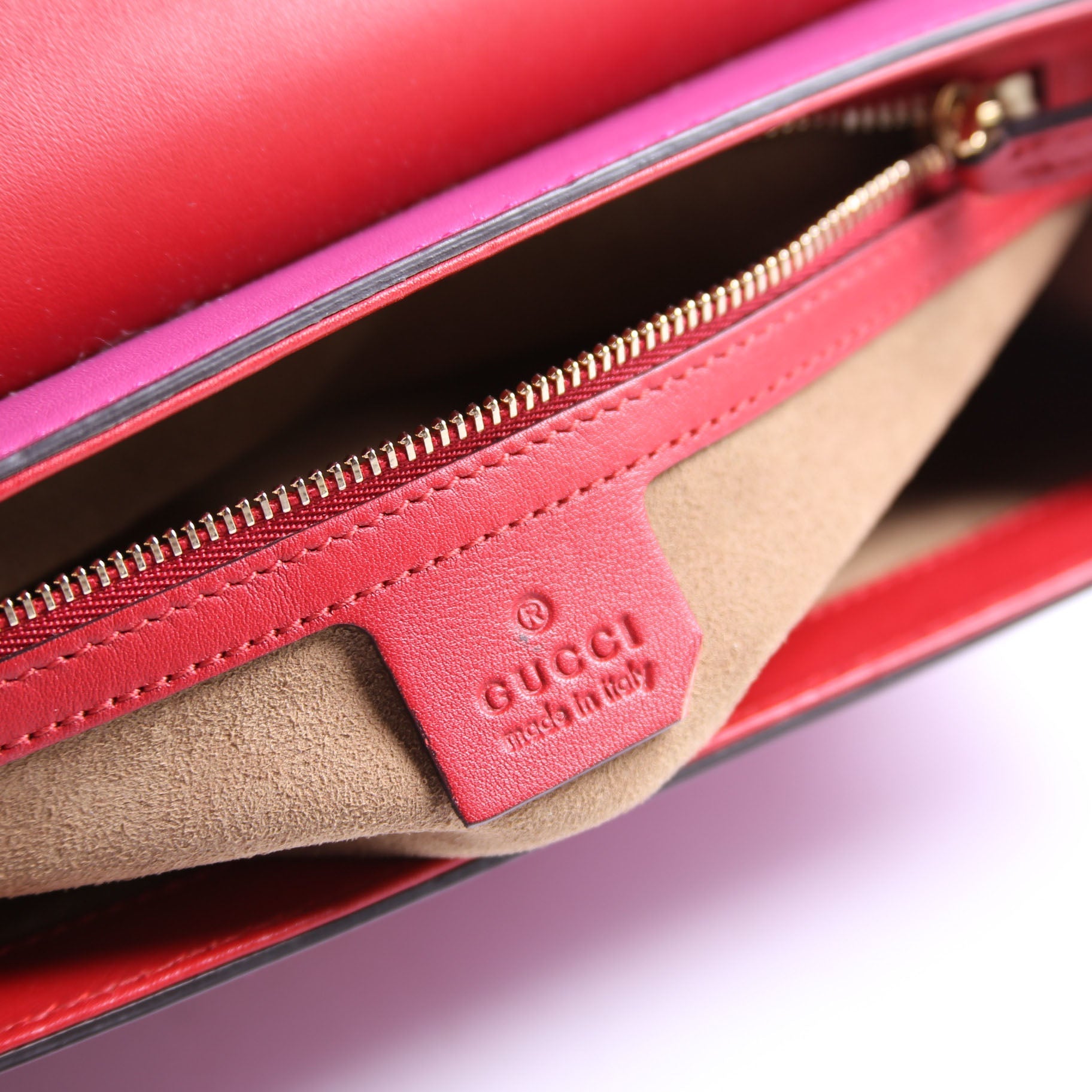 Gucci 409486 Padlock Calfskin Shoulder Medium Pink/Red